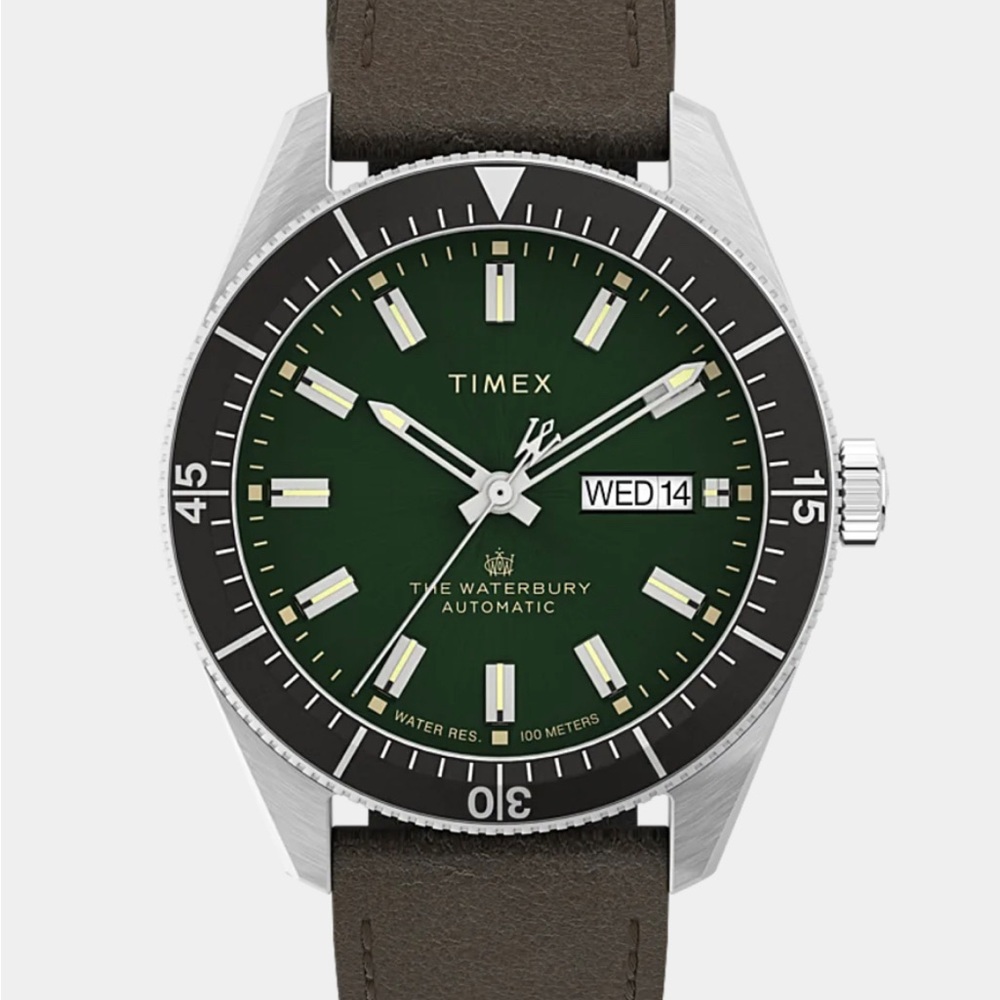 Waterbury Dive Automatic 40mm Leather Strap Watch NWT